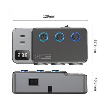 3-i-1 hurtigopladende biloplader PD 35W - cigarettænderadapter 120W og 5 USB-porte - sort