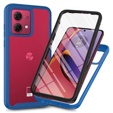 Motorola Moto G84 360 Beskyttelse Cover - Blå / Klar