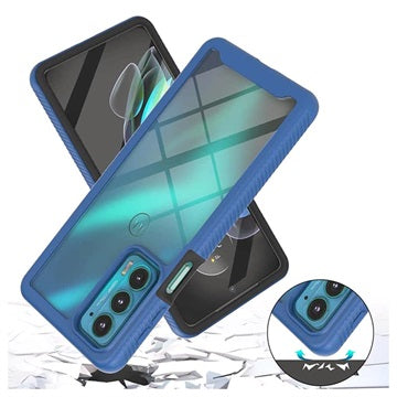 360 Beskyttelse Motorola Edge 20 Cover - Blå / Klar