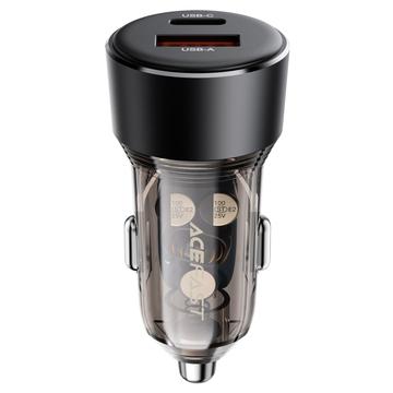 ACEFAST B12 60W USB-A+Type-C biloplader cigarettænder hurtigopladningsadapter til telefon