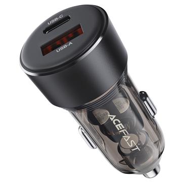 ACEFAST B12 60W USB-A+Type-C biloplader cigarettænder hurtigopladningsadapter til telefon