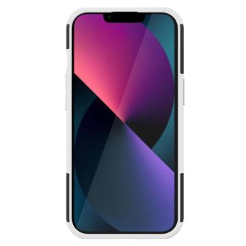Skridsikkert iPhone 14 Plus Hybrid Cover med Stativ - Hvid / Sort