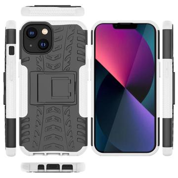 Skridsikkert iPhone 14 Plus Hybrid Cover med Stativ - Hvid / Sort