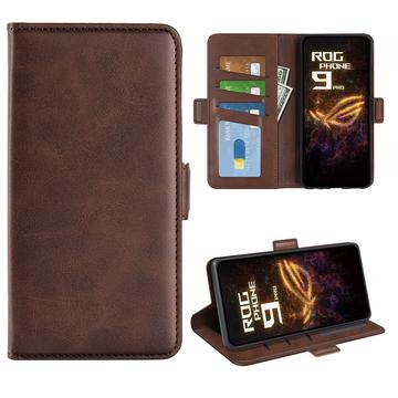 Asus ROG Phone 9 Pro pungetui med magnetisk lukning - kalvetekstur - brun