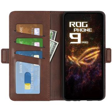 Asus ROG Phone 9 Pro pungetui med magnetisk lukning - kalvetekstur - brun