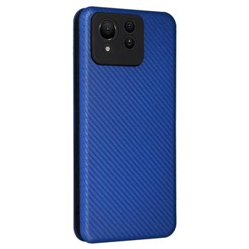 Asus Zenfone 11 Ultra Flip Cover - Karbonfiber - Blå