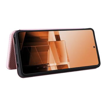 Asus Zenfone 11 Ultra Flip Cover - Karbonfiber - Rødguld