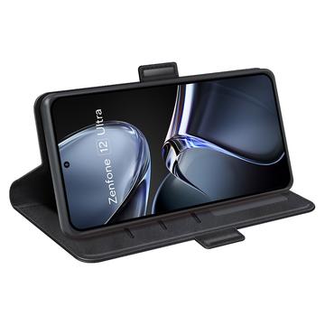 Asus Zenfone 12 Ultra pungetui med magnetisk lukning - kalvetekstur - sort