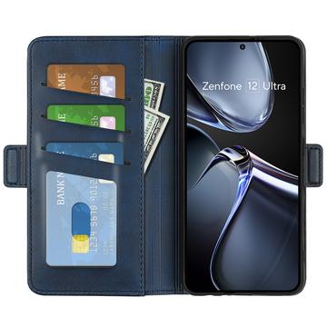 Asus Zenfone 12 Ultra pungetui med magnetisk lukning - kalvetekstur - blå