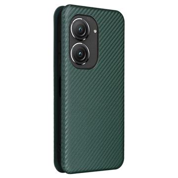 Asus Zenfone 9 Flip Cover - Karbonfiber - Grøn