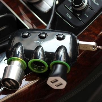 Awei C-3S Universal 2xUSB biloplader / Cigarettænder Splitter Adapter