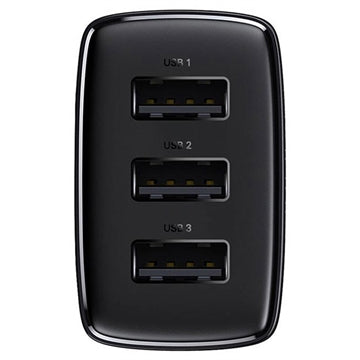 Baseus Compact Quick Charger CCXJ020101, 3x USB, 17W - Sort