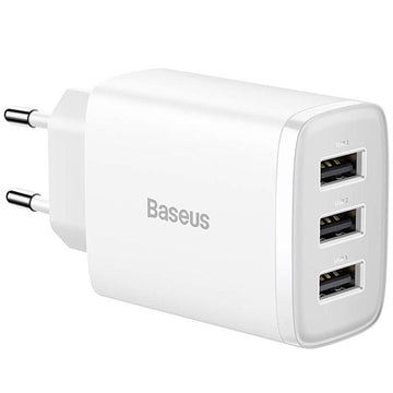 Baseus Compact Quick Charger CCXJ020102, 3x USB, 17W - Hvid