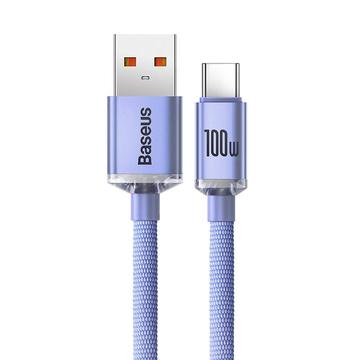 Baseus Crystal Shine USB-A / USB-C-kabel - 1.2m, 100W - Lilla