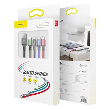 Baseus Rapid Series 4-i-1 Kabel CA1T4-A01 - 1.2m - Sort