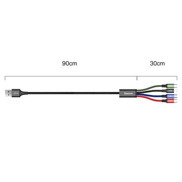 Baseus Rapid Series 4-in-1 Data Og Ladekabel CA1T4-B01 - 1.2m - Sort