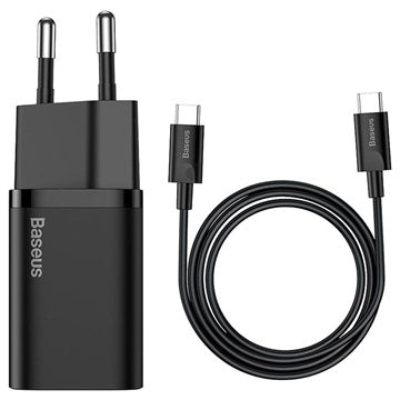 Baseus Super Si Hurtig Oplader og USB-C/USB-C Kabel - 25W - Sort