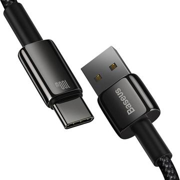 Baseus Tungsten Gold USB-A / USB-C-kabel - 1m, 100W - Sort