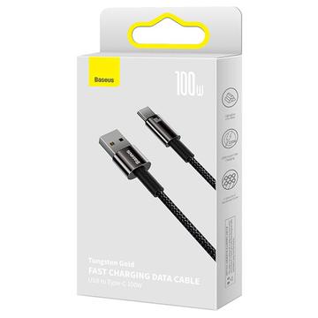 Baseus Tungsten Gold USB-A / USB-C-kabel - 1m, 100W - Sort