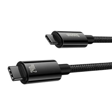 Baseus Tungsten Gold USB-C / USB-C-kabel - 2m, 240W - Sort
