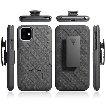iPhone 11 Hybrid Cover med Bælteklips - Sort