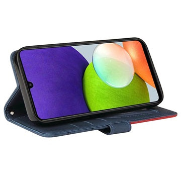 Bi-Color Series Samsung Galaxy A22 4G Pung Taske - Blå