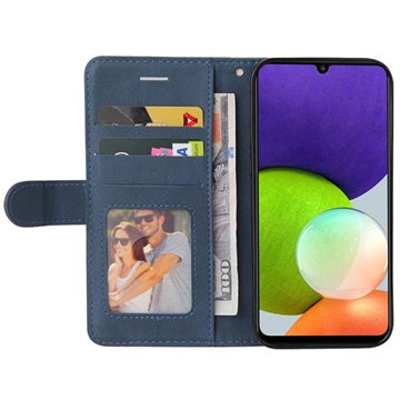 Bi-Color Series Samsung Galaxy A22 4G Pung Taske - Blå