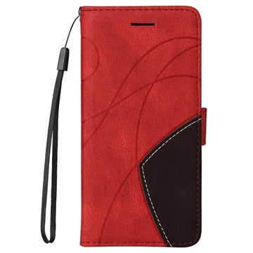 Bi-Color Series Samsung Galaxy A12 Etui med Pung - Rød