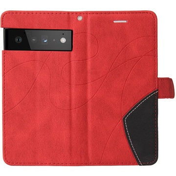 Bi-Color Series Google Pixel 6 Etui med Pung - Rød