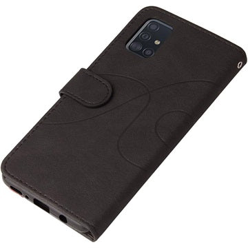 Bi-Color Series Samsung Galaxy A51 Etui med Pung - Sort