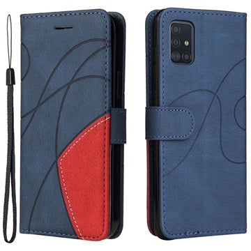Bi-Color Series Samsung Galaxy A51 Etui med Pung - Blå