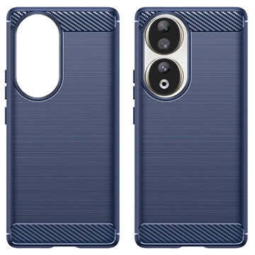 Honor 90 Børstet TPU Cover - Karbonfiber - Blå