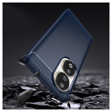 Honor 90 Børstet TPU Cover - Karbonfiber - Blå