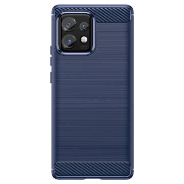 Motorola Edge 40 Pro/Edge+ (2023) Børstet TPU Cover - Karbonfiber - Blå