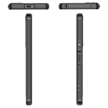 Sony Xperia 1 V Børstet TPU Cover - Karbonfiber - Sort