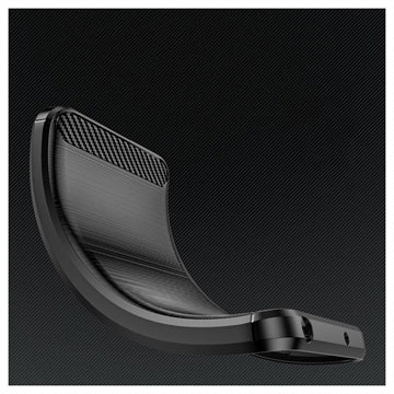 Sony Xperia 10 V Børstet TPU Cover - Karbonfiber - Sort