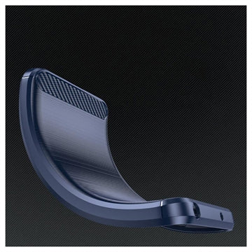 Sony Xperia 10 V Børstet TPU Cover - Karbonfiber - Blå