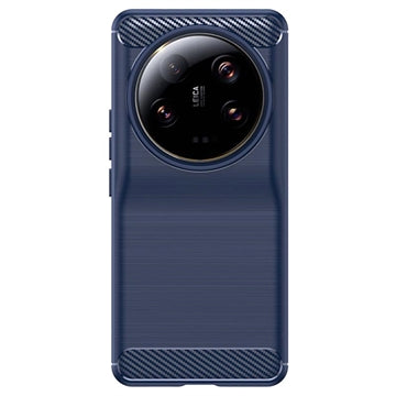 Xiaomi 13 Ultra Børstet TPU Cover - Karbonfiber - Blå