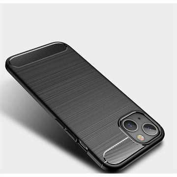 iPhone 13 Mini Børstet TPU Cover - Karbonfiber - Sort