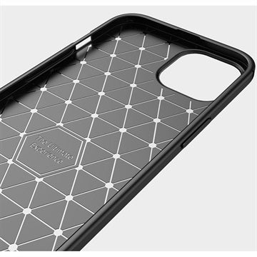 iPhone 13 Mini Børstet TPU Cover - Karbonfiber - Sort