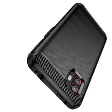 Samsung Galaxy Xcover6 Pro Børstet TPU Cover - Karbonfiber - Sort