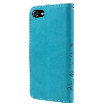iPhone 7/8/SE (2020)/SE (2022) Butterfly Series Flip Cover med Pung - Blå