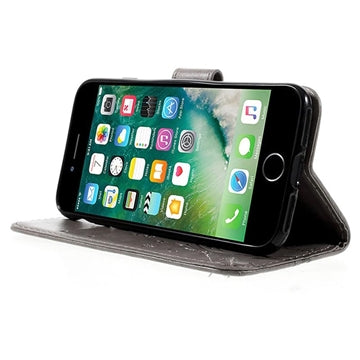 iPhone 7/8/SE (2020)/SE (2022) Butterfly Series Flip Cover med Pung - Grå