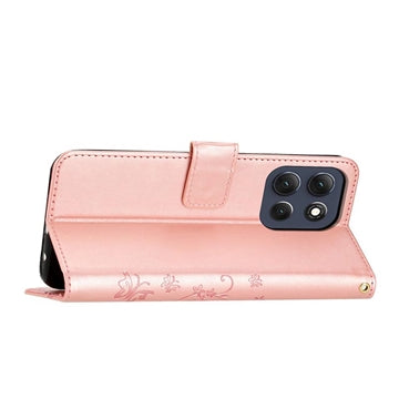 Motorola Moto G86 Butterfly Series Flip Cover med Pung - Rødguld