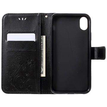Butterfly Series iPhone XR Flip Cover med Pung - Sort
