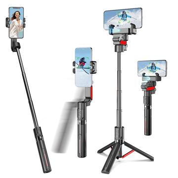 C10 Gimbal Stabilizer Selfie Stick med AI Ansigtssporing - Sort / Rød