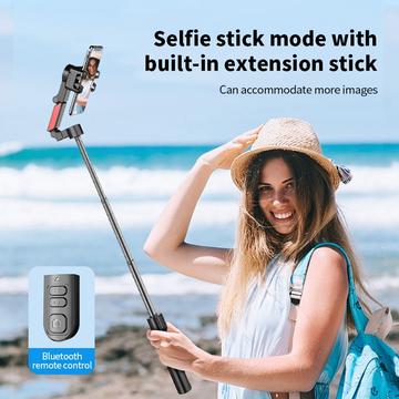 C10 Gimbal Stabilizer Selfie Stick med AI Ansigtssporing - Sort / Rød