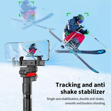 C10 Gimbal Stabilizer Selfie Stick med AI Ansigtssporing - Sort / Rød