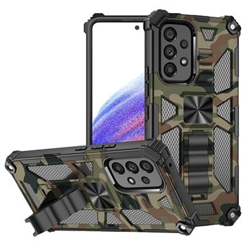 Camo Series Samsung Galaxy A53 5G Hybrid Cover med Stand - Army Grøn