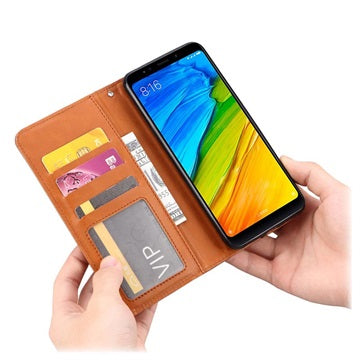 Kort Sæt Series OnePlus 6T Flip Cover med Pung - Brun